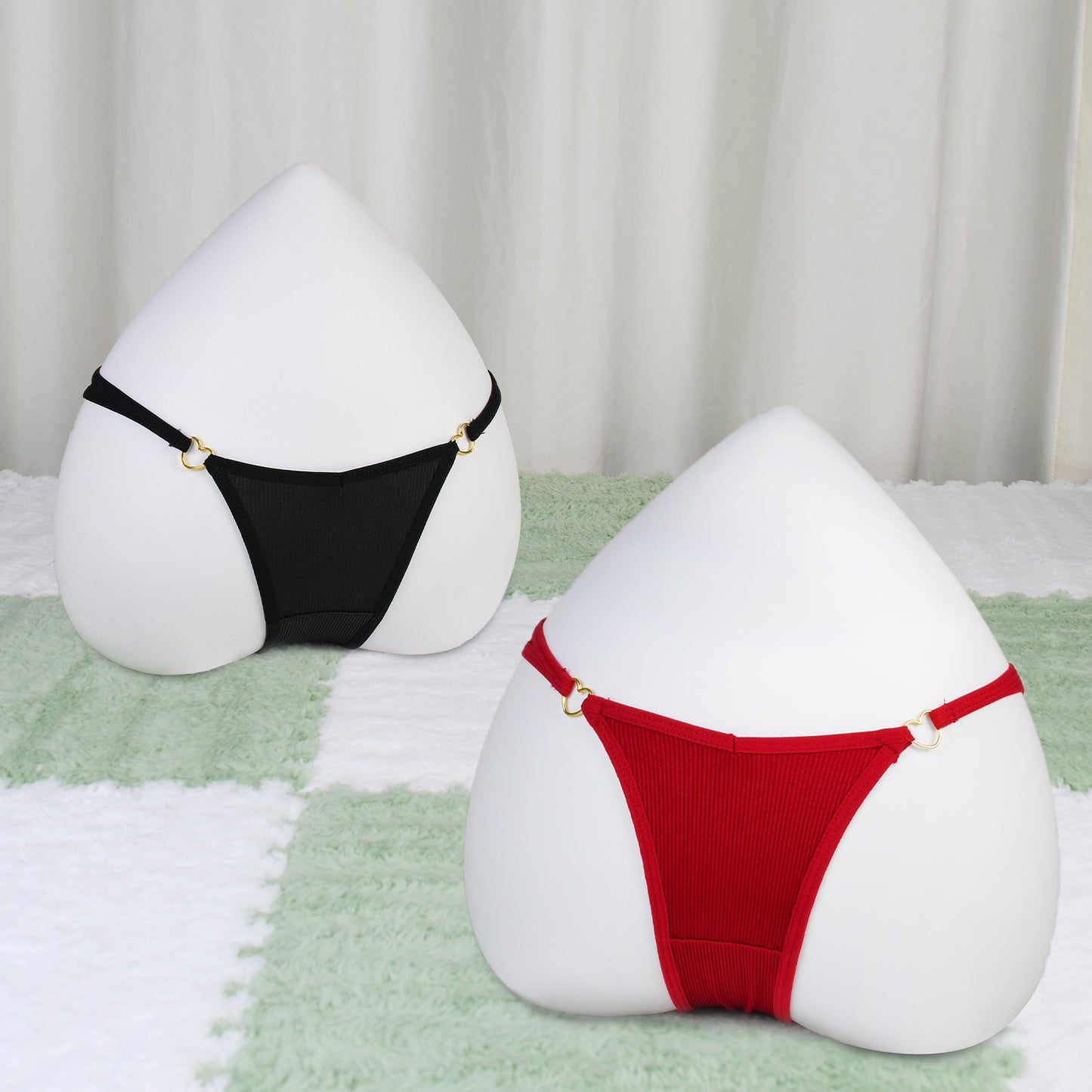 Sexy Underwear Women's 7 Pack Panty Set with Golden Heart Rings