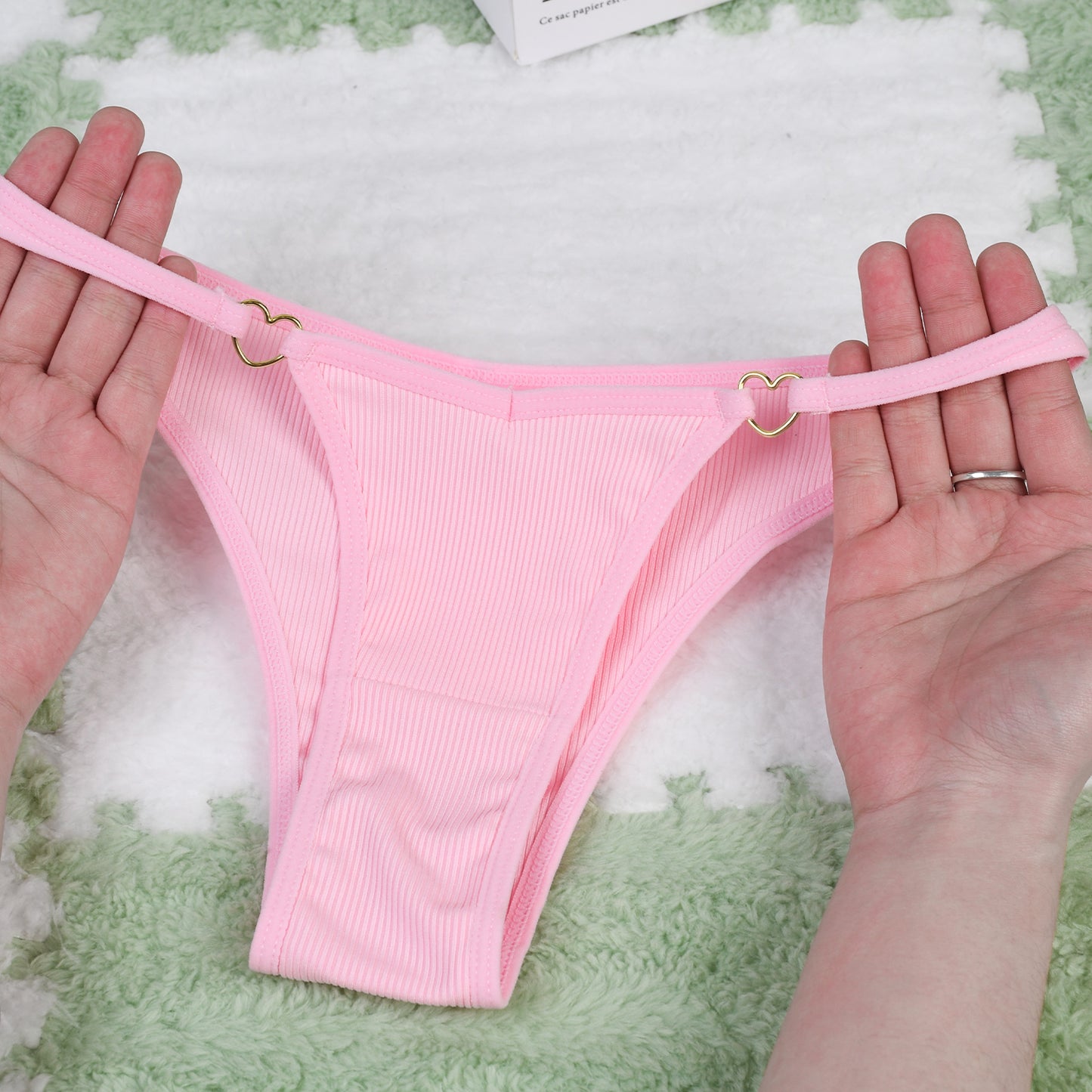 Sexy Underwear Women's 7 Pack Panty Set with Golden Heart Rings