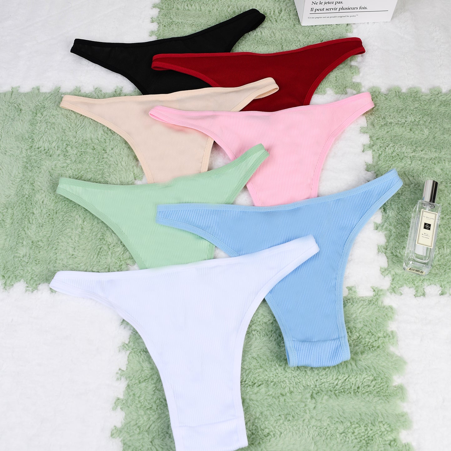 Sexy Underwear Women's 7 Pack Panty Set with Golden Heart Rings