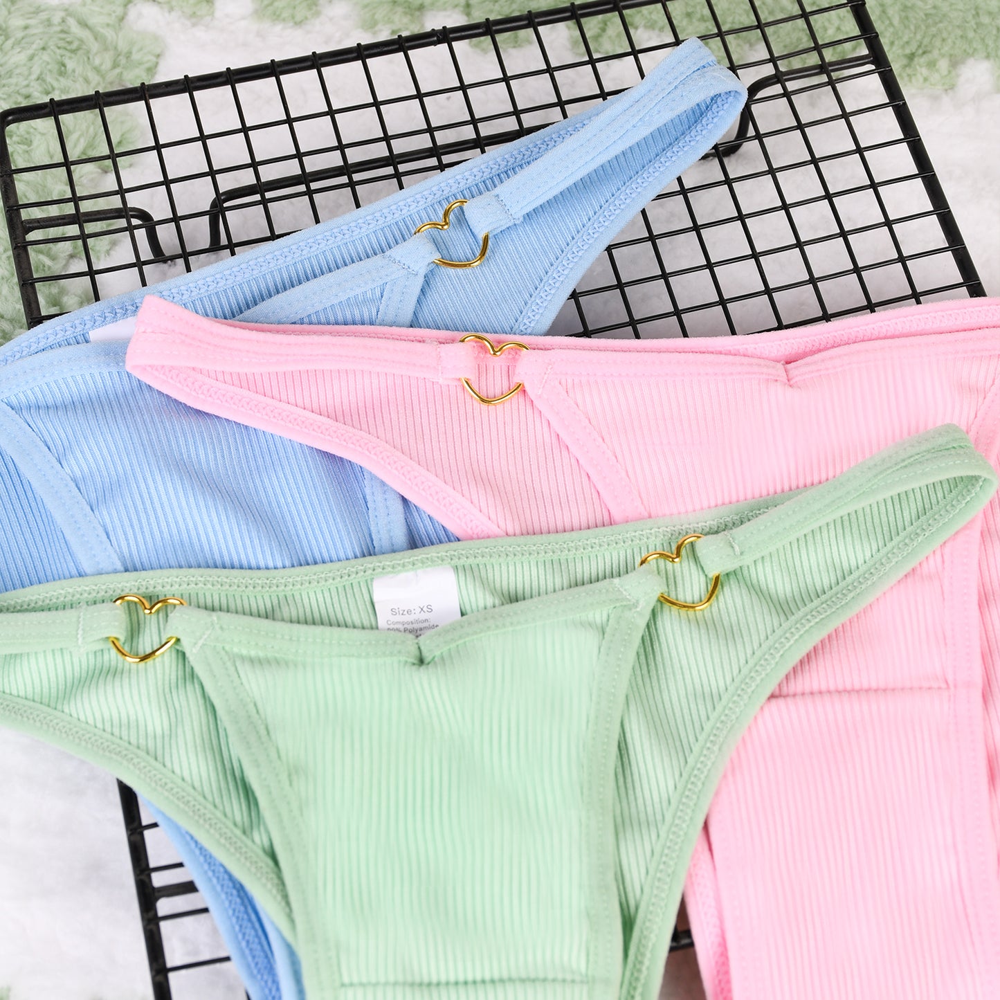 Sexy Underwear Women's 7 Pack Panty Set with Golden Heart Rings